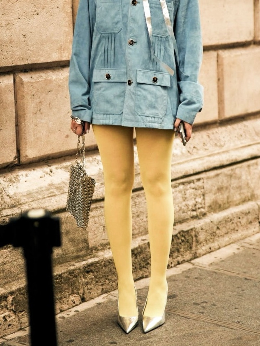 VTG NWT Parklane Yellow Nylon Tights Size S/M
